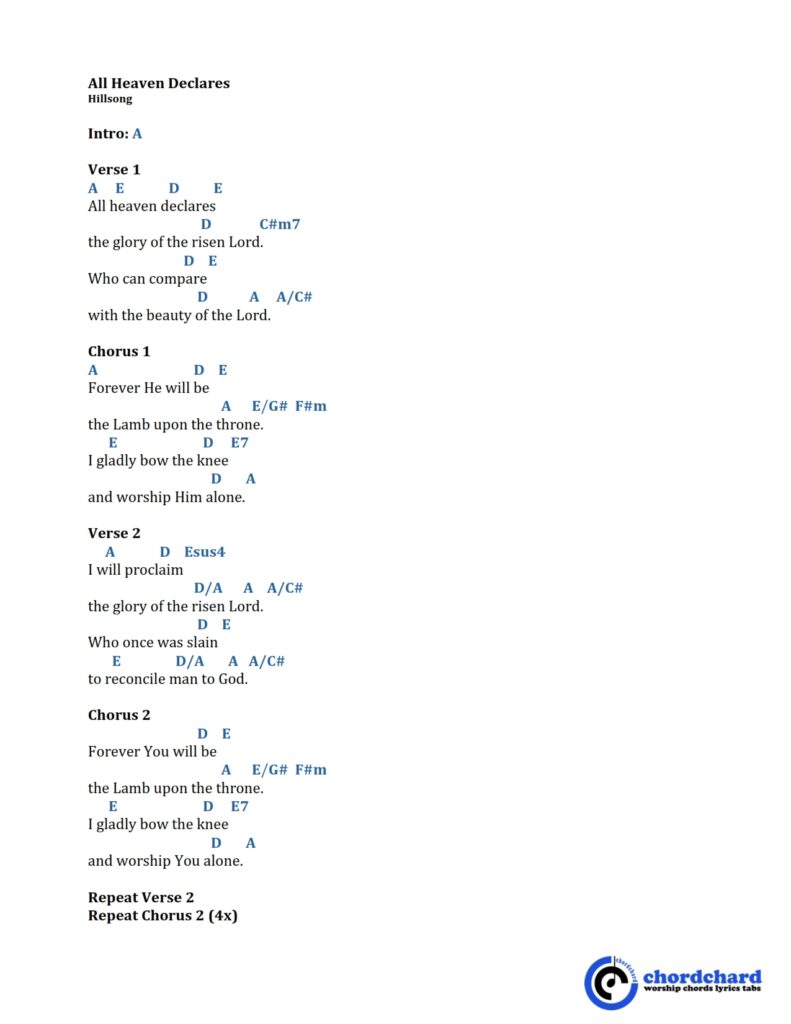 All Heaven Declares Hillsong Chords and Lyrics_001