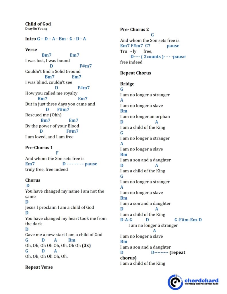 Child of God Draylin Young Chords and Lyrics_001