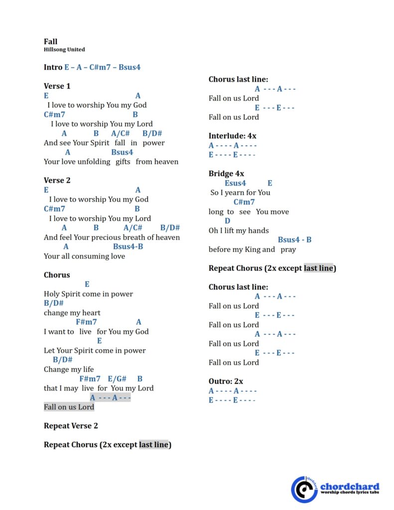 Fall Hillsong United Chords and Lyrics_001