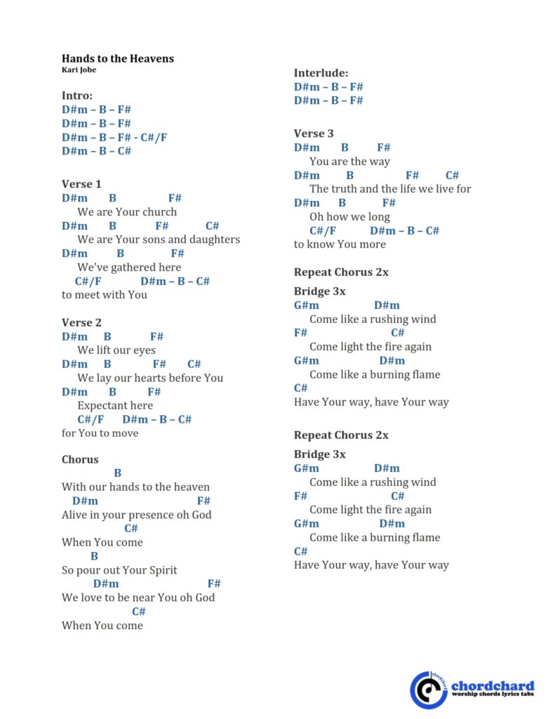 Hands to the Heavens Kari Jobe Chords and Lyrics_001