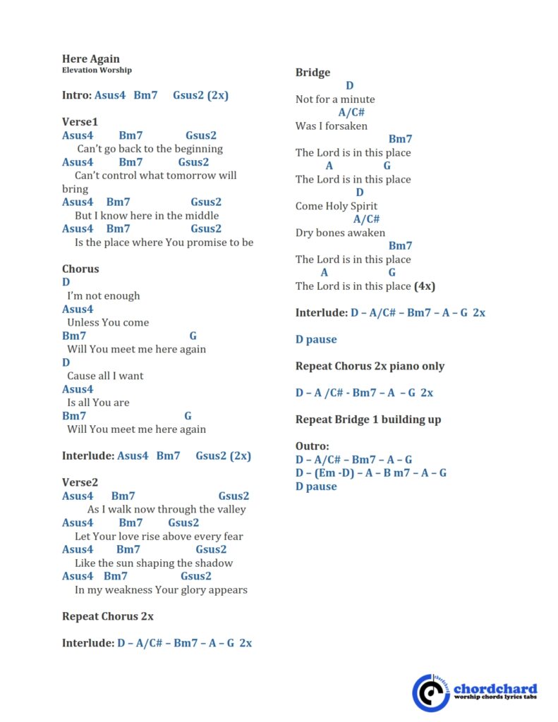 Here Again Elevation Worship Chords and Lyrics_001