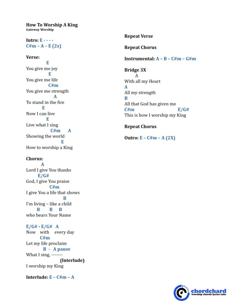 How to Worship A King Gateway Worship Chords and Lyrics_001