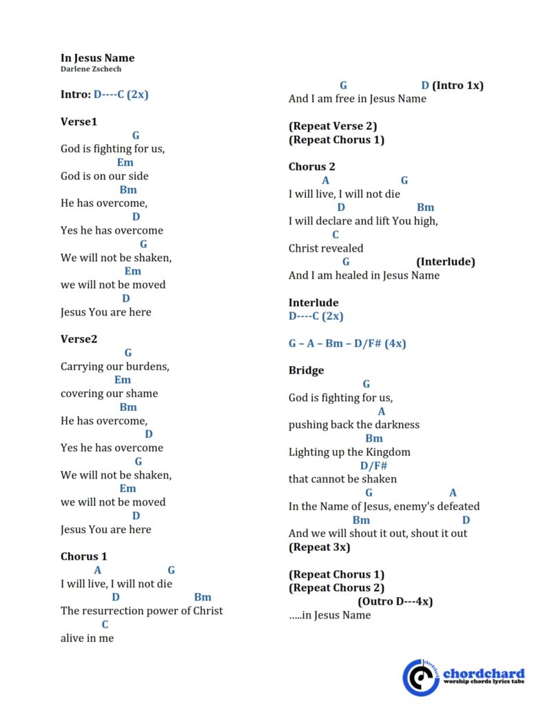 In Jesus Name Darlene Zschech Chords and Lyrics_001