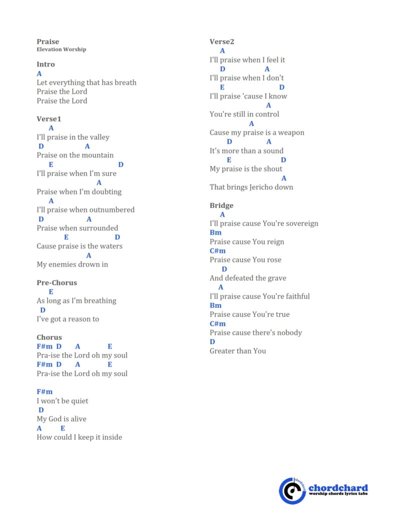 Praise Elevation Worship Chords and Lyrics_001