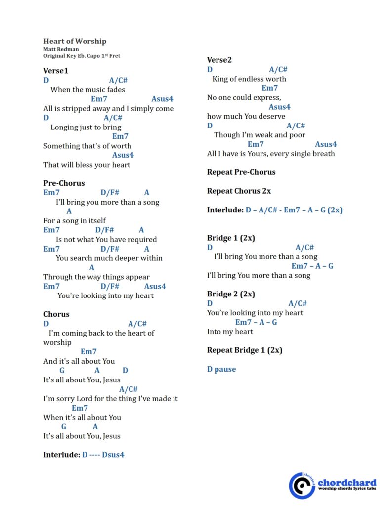 The Heart of Worship Chords and Lyrics_001