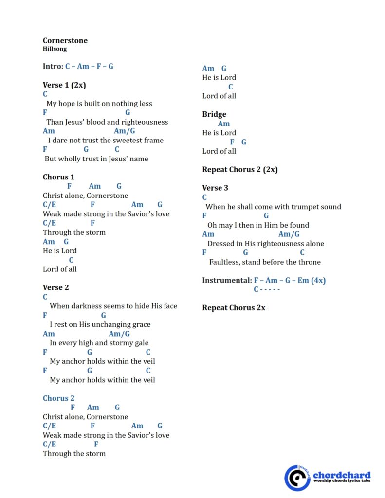 Cornerstone Hillsong Chords and Lyrics_001