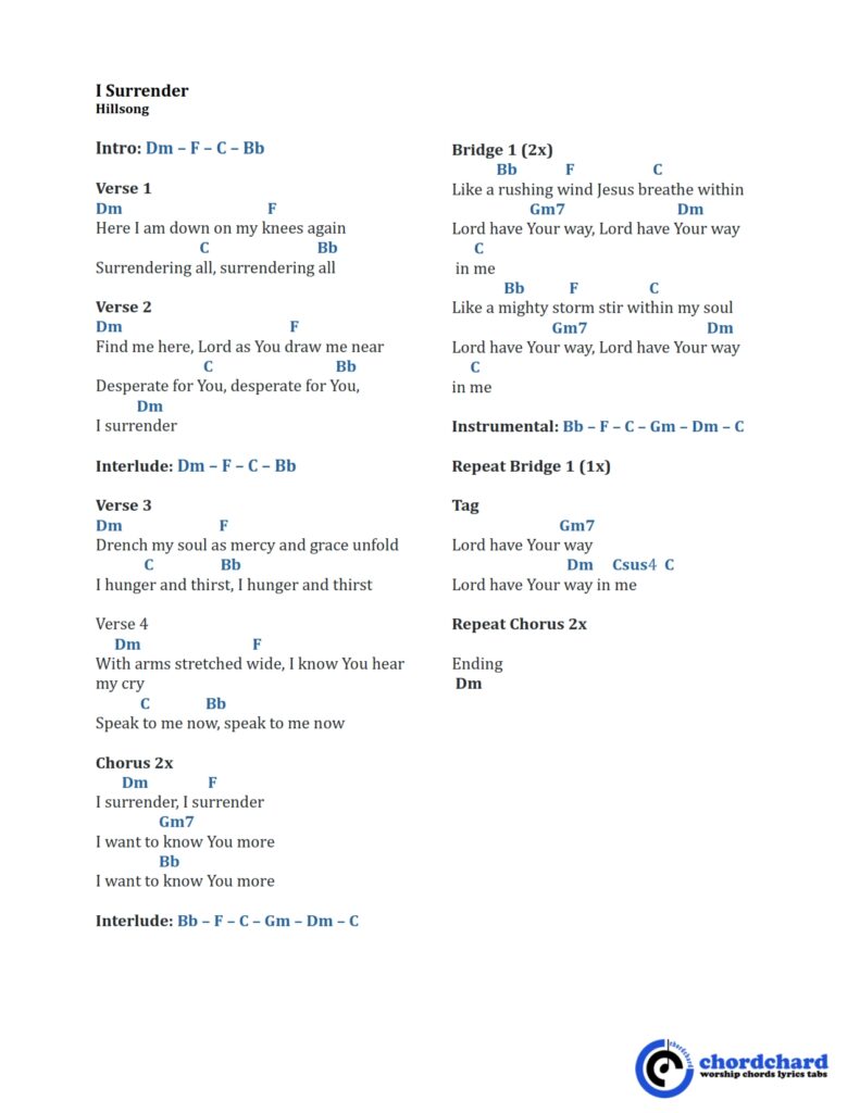 I Surrender by Hillsong Chords and Lyrics_001