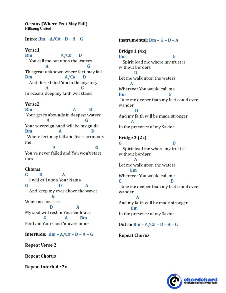 Oceans by Hillsong United Chords and Lyrics_001