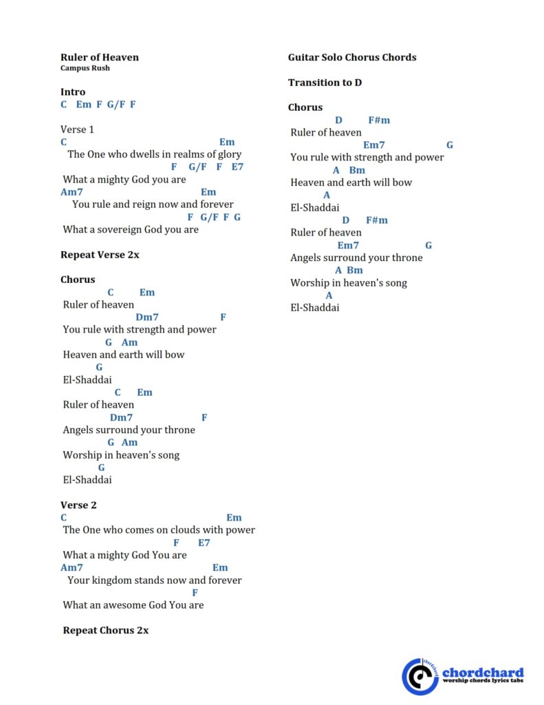 Ruler of Heaven Chords and Lyrics_001