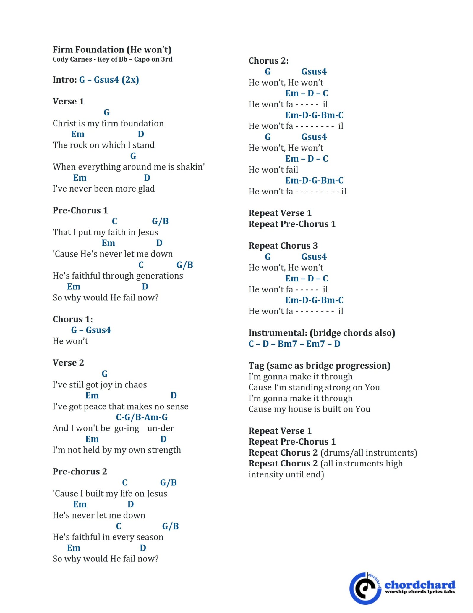 Firm Foundation Beautiful Lyrics and Chords