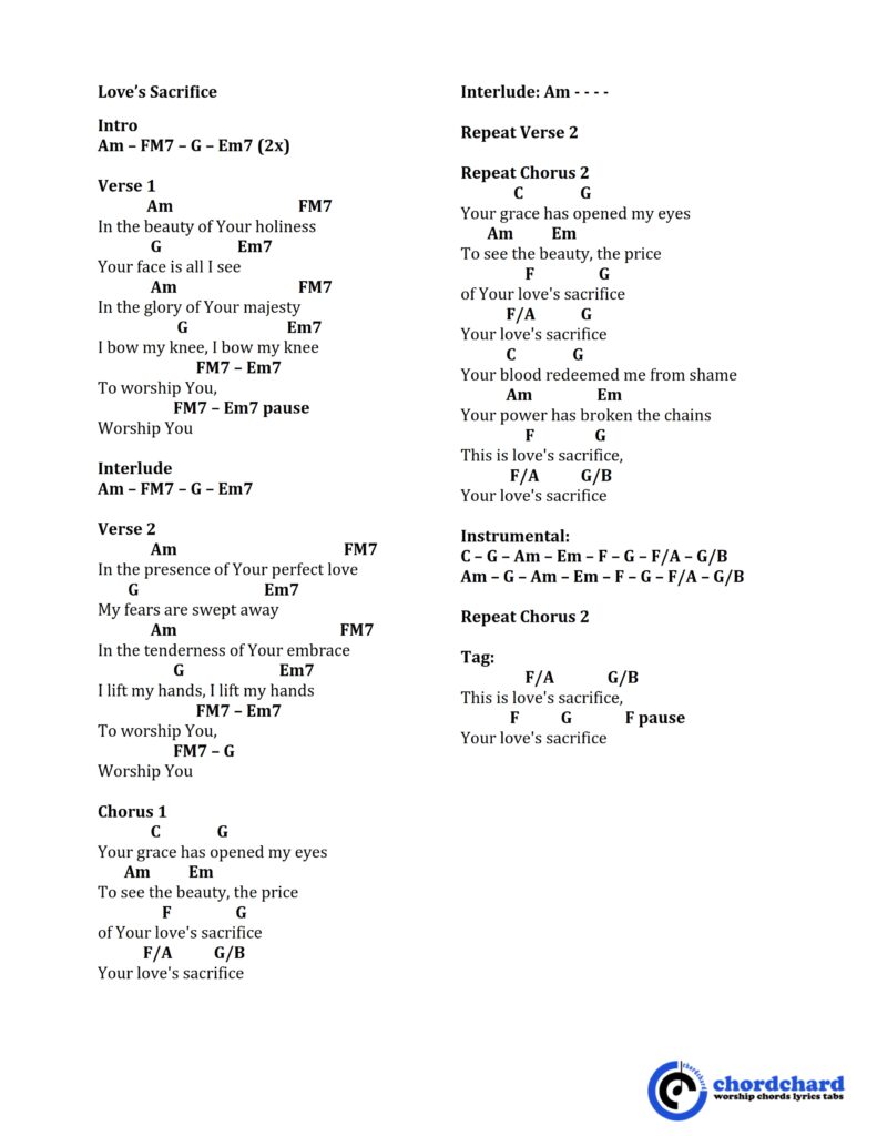 Love's Sacrifice by New Creation Church Chords and Lyrics