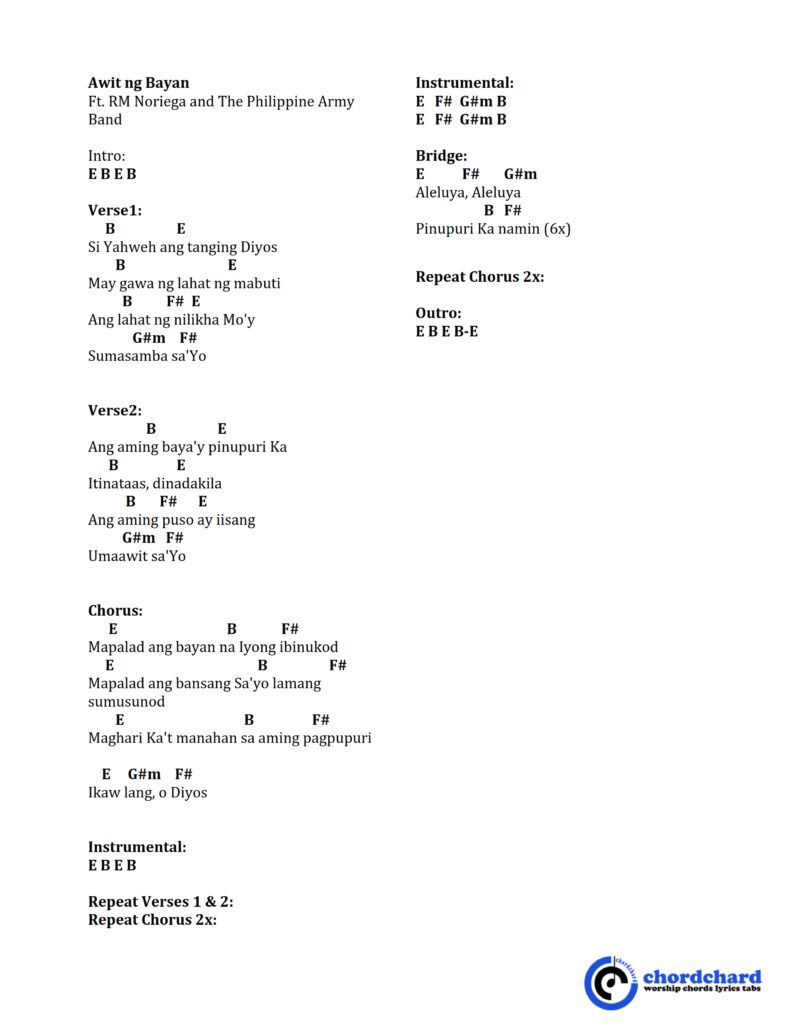 Awit ng Bayan by Victory Worship Chords and Lyrics