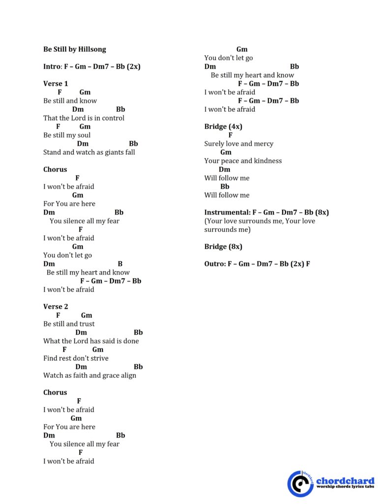 Be Still by Hillsong Chords and Lyrics
