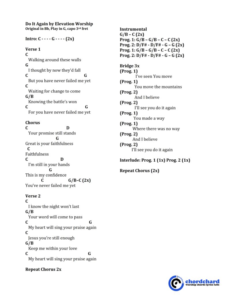 Do It Again by Elevation Worship Chords and Lyrics