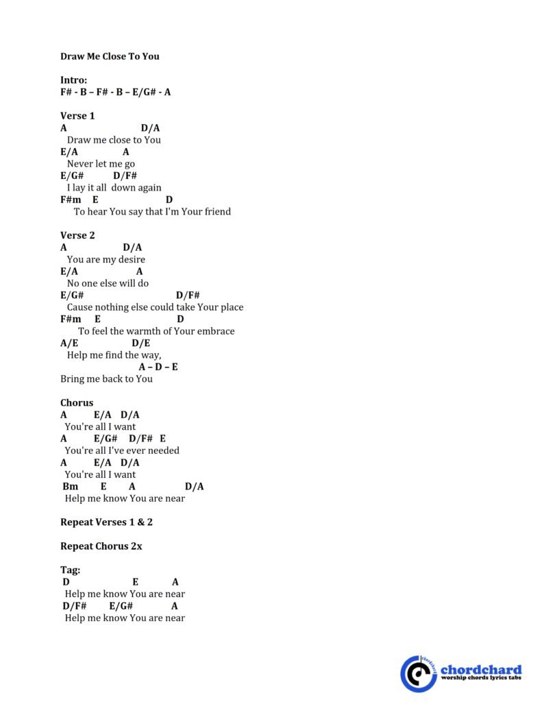 Draw Me Close To You by Michael W. Smith Chords and Lyrics