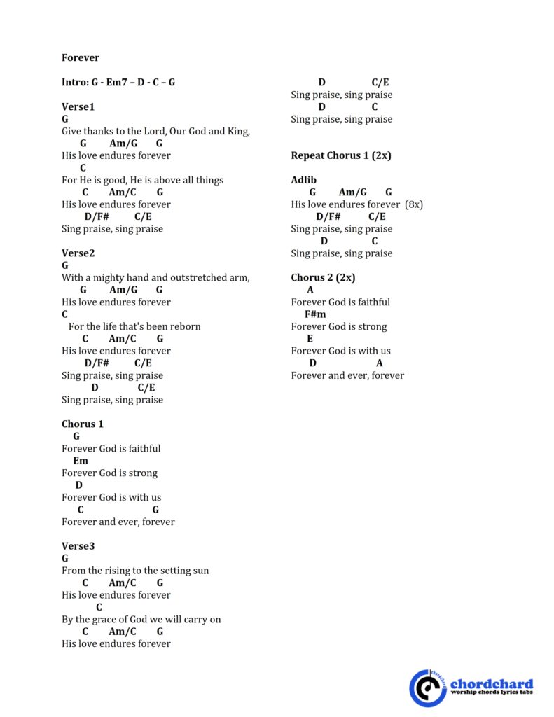 Forever by Michael W. Smith Chords and Lyrics