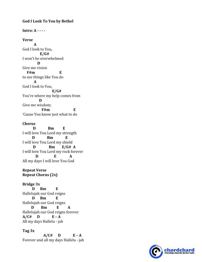 God I Look To You by Bethel Chords and Lyrics