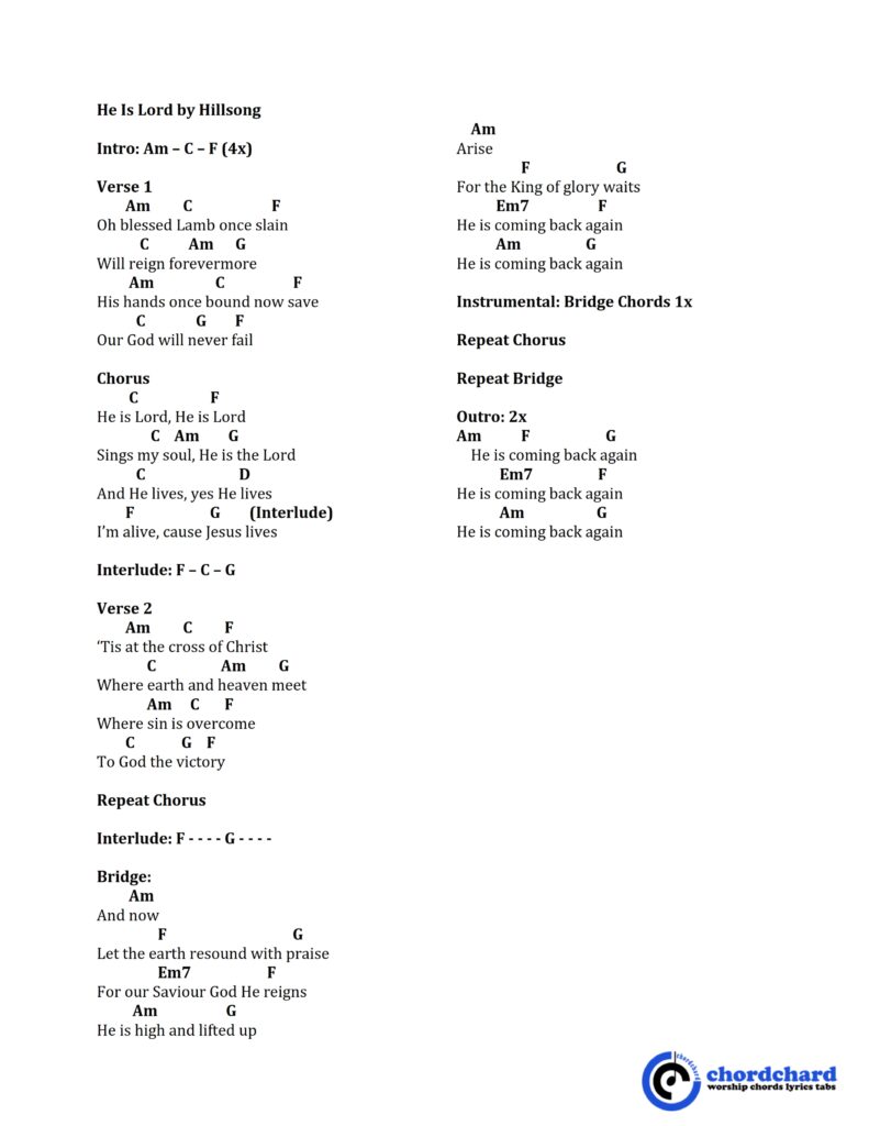 He Is Lord by Hillsong Chords and Lyrics