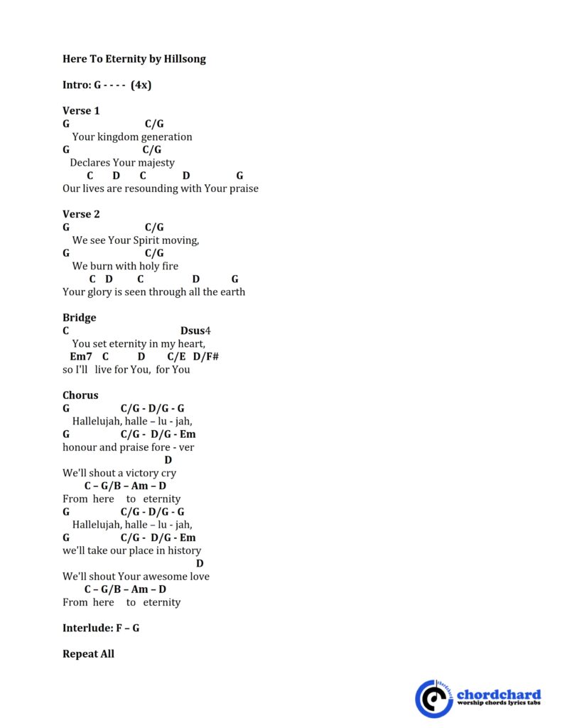 Here To Eternity by Hillsong Chords and Lyrics