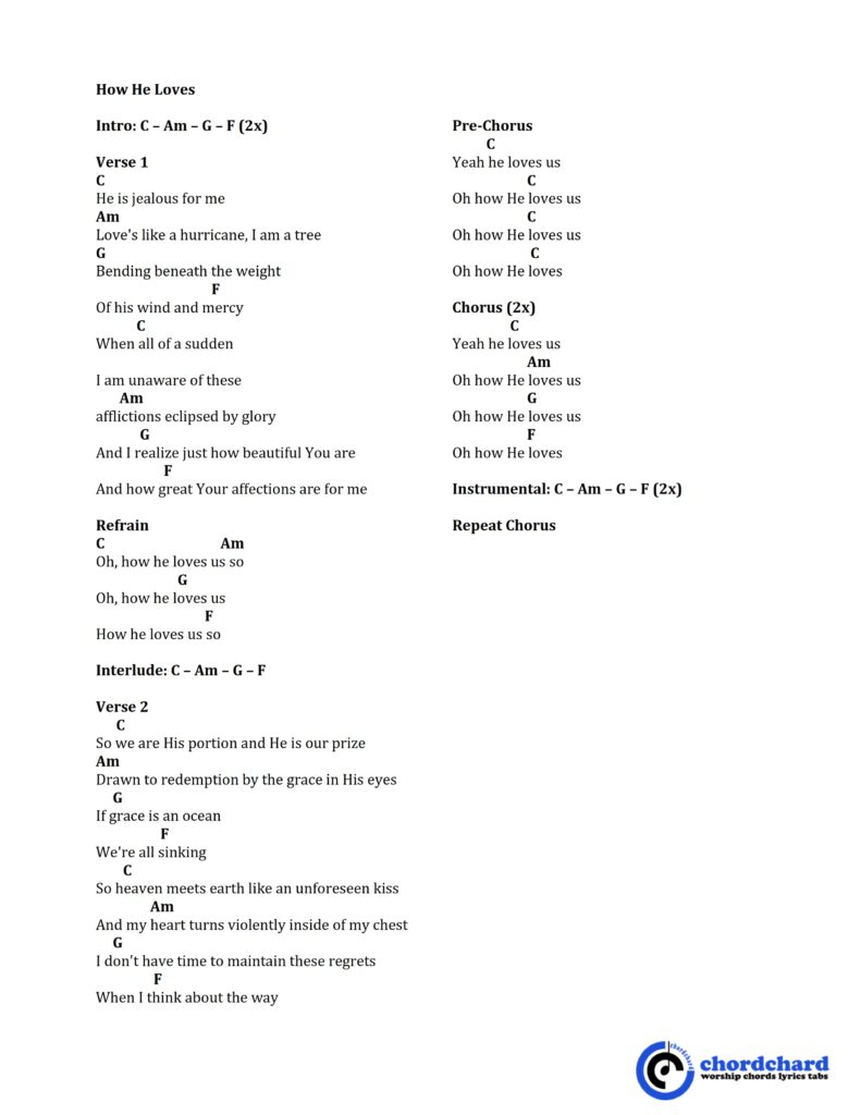 How He Loves by John Mark McMillan Chords and Lyrics