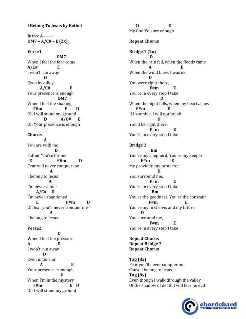 I Belong To Jesus by Bethel Chords and Lyrics