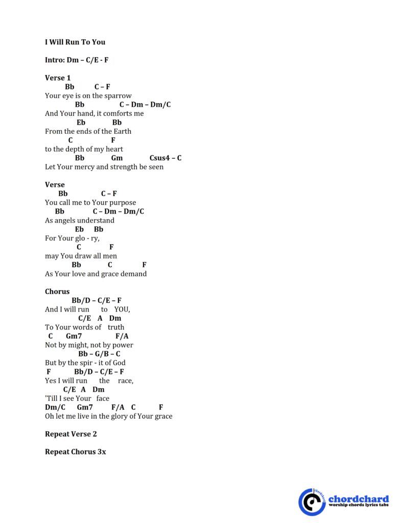I Will Run To You by Hillsong Chords and Lyrics