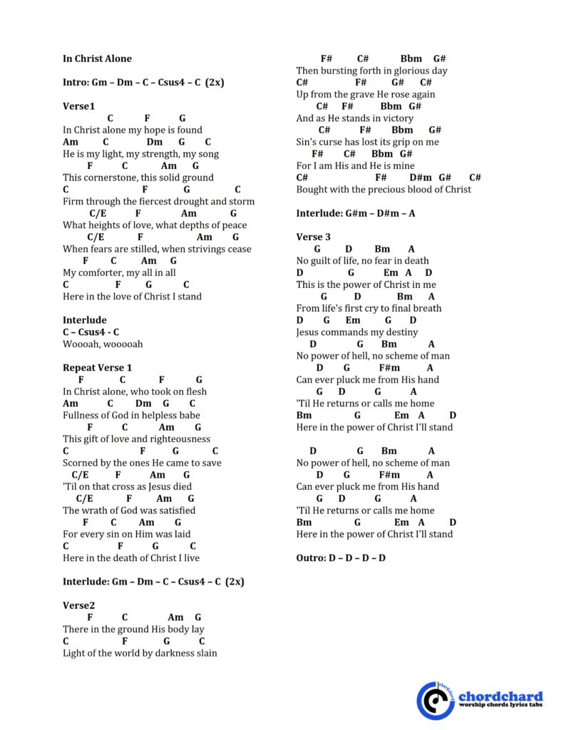 In Christ Alone by Keith and Kristyn Getty Chords and Lyrics