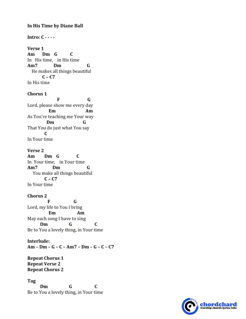 In His Time by Diane Ball Chords and Lyrics