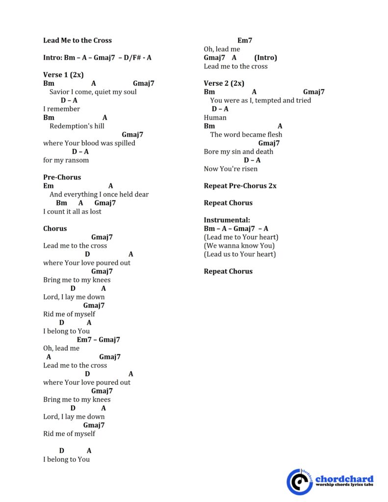 Lead Me To The Cross by Hillsong Chords and Lyrics