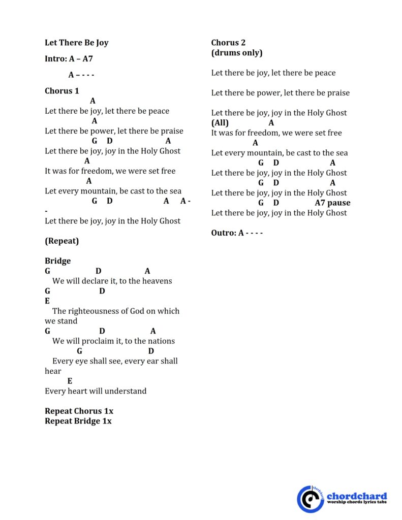 Let There Be Joy by Bruce Napier Chords and Lyrics