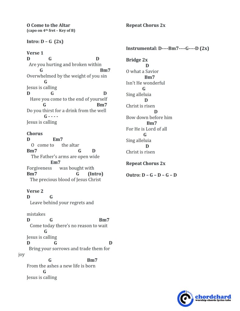 O Come To The Altar by Elevation Worship Chords and Lyrics