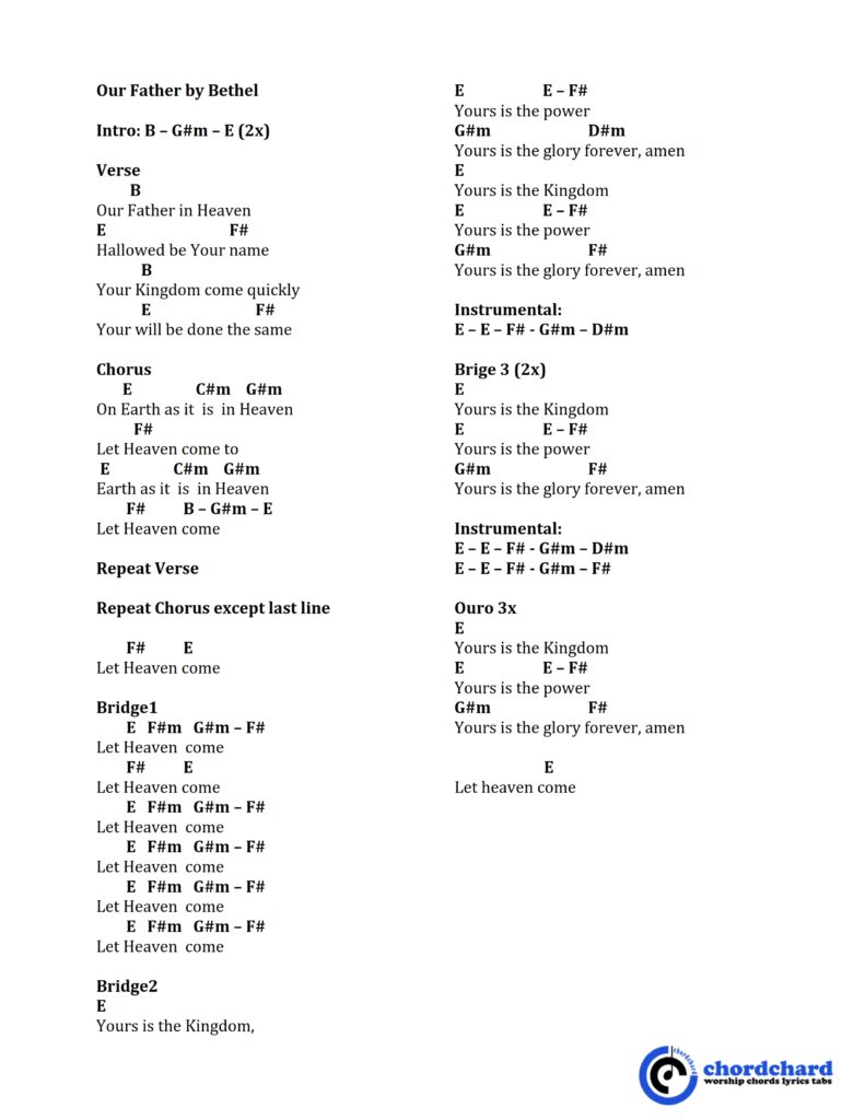 Our Father by Bethel Chords and Lyrics