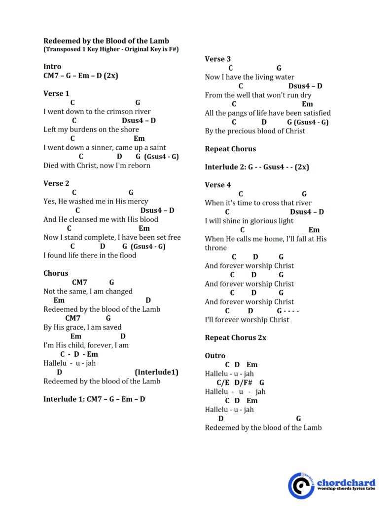 Redeemed by the Blood of the Lamb by People and Songs Chords and Lyrics