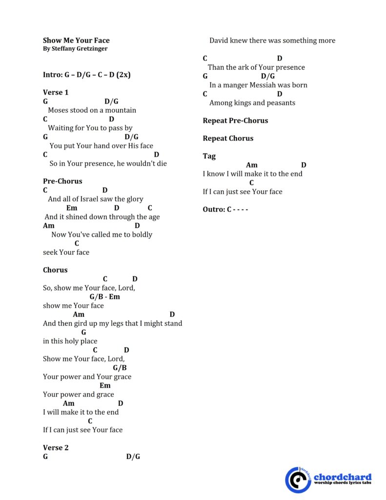 Show Me Your Face by Steffany Gretzinger Chords and Lyrics