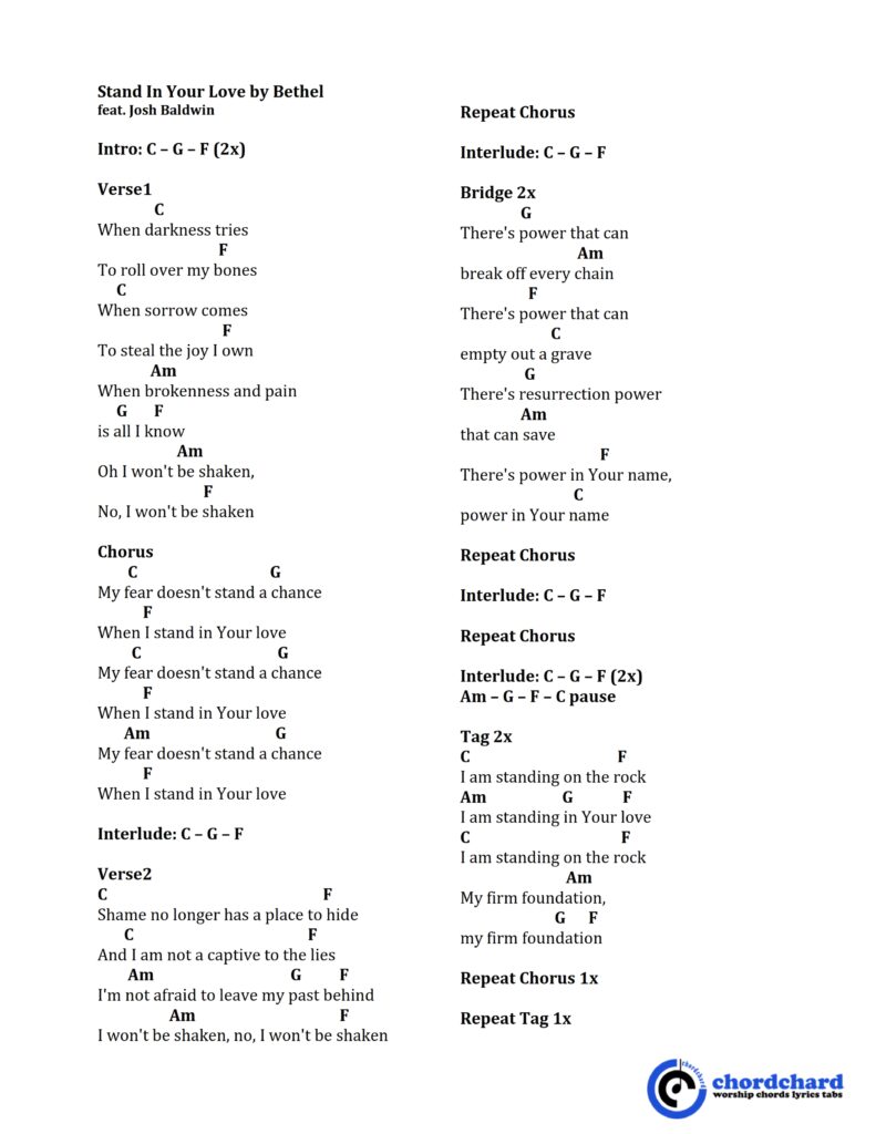 Stand In Your Love by Bethel Chords and Lyrics