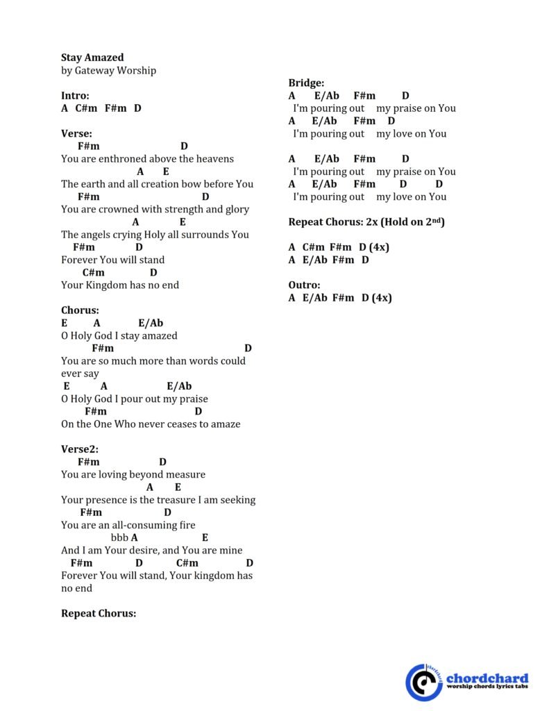 Stay Amazed by Gateway Worship Chords and Lyrics