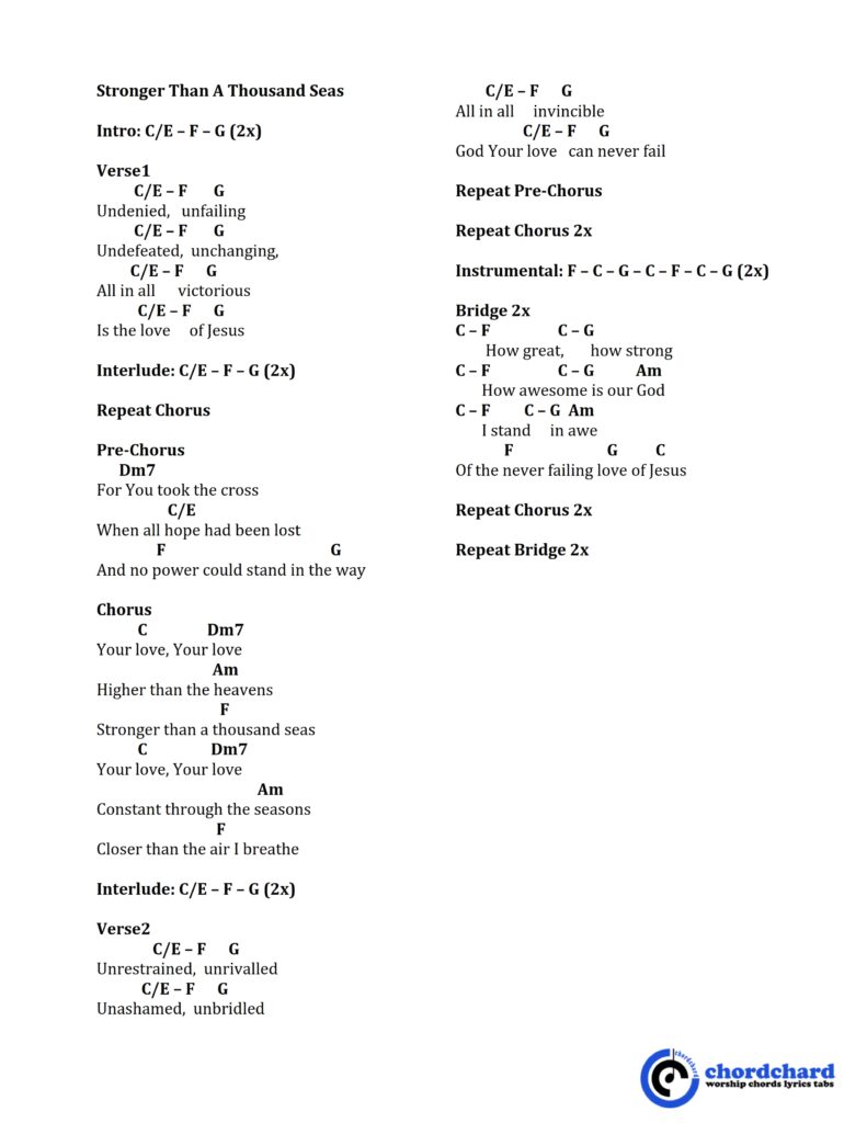 Stronger Than A Thousand Seas by Planetshakers Chords and Lyrics