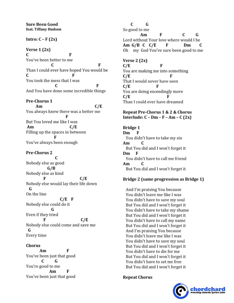 Sure Been Good by Elevation Worship Chords and Lyrics