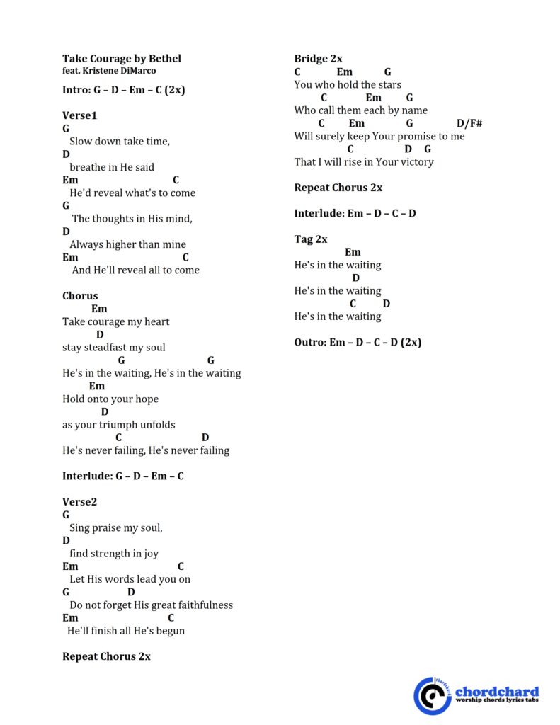 Take Courage by Bethel Chords and Lyrics