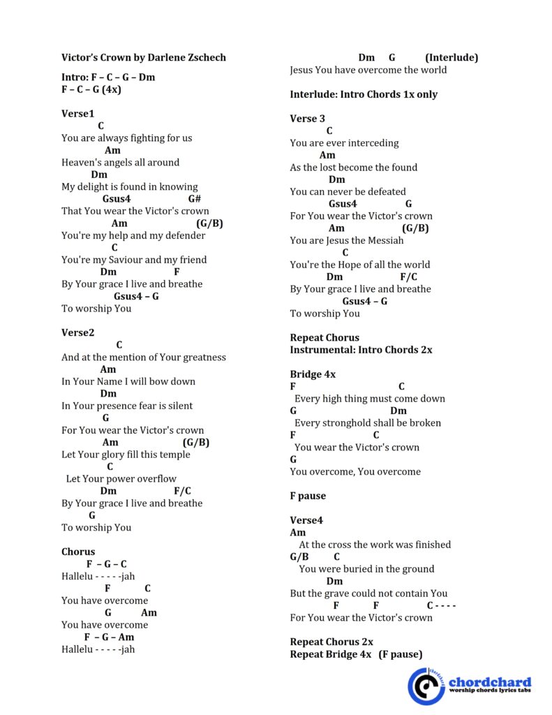Victor's Crown by Darlene Zschech Chords and Lyrics