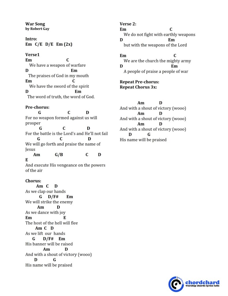 War Song by Robert Gay Chords and Lyrics