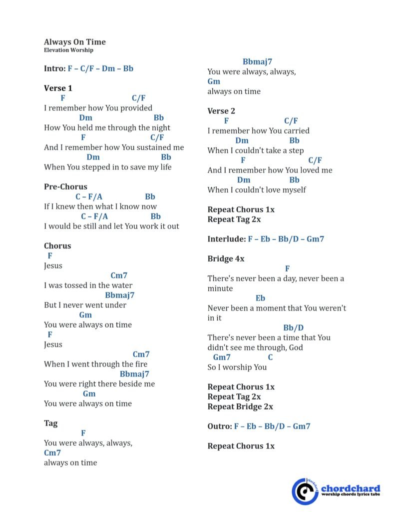 Always On Time by Elevation Worship Chords and Lyrics