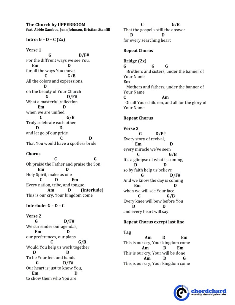 The Church by Upperroom Chords and Lyrics